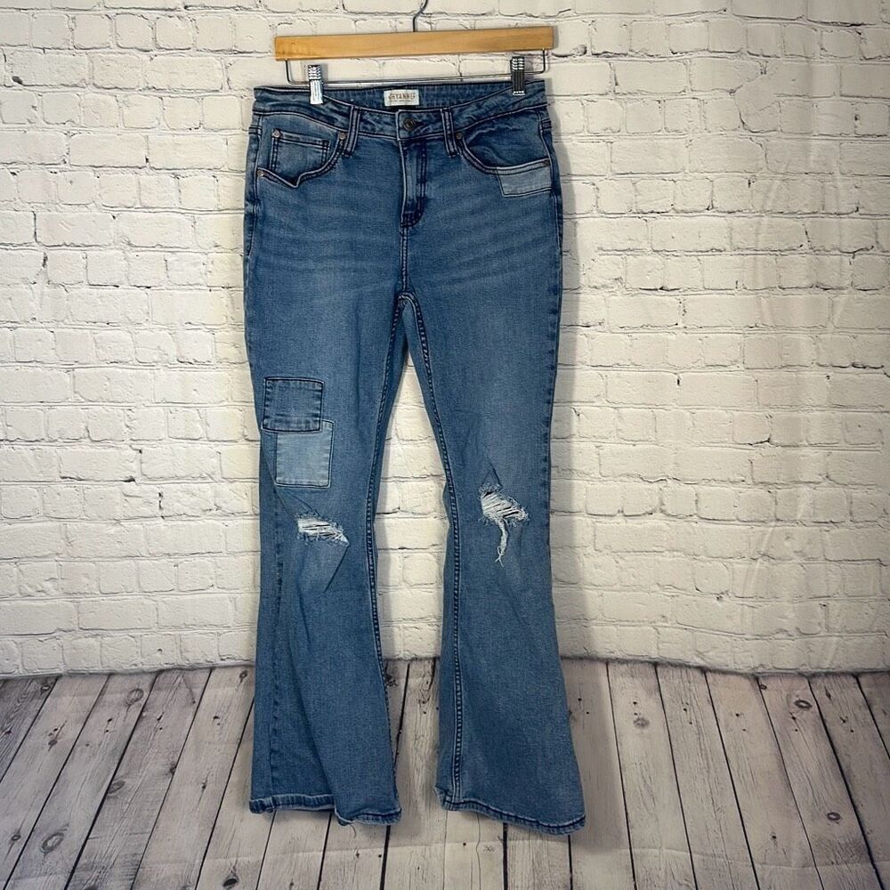 Shyanne Bootcut Jeans Distressed Patchwork Women's W31 L32Light Blue Stretch